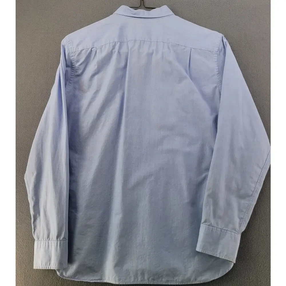 J Crew 2 Ply Cotton Dress Shirt Blue Mens L Classic Business Preppy Timeless